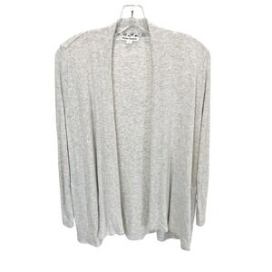 Roller Rabbit Heather Gray Ribbed Open Front Cardigan Pockets Lounge Size Small